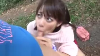 Japanese 18yo schoolgirl sucks bf small dick outdoor