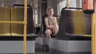Amazing Blonde in Bus (downblouse and upskirt no pantie)