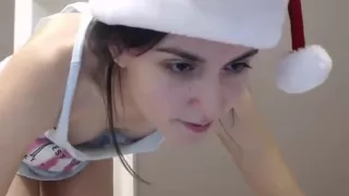 Skinny teen shows small tits