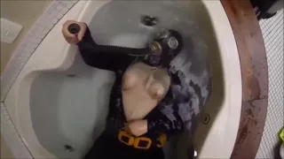 underwater in gas mask