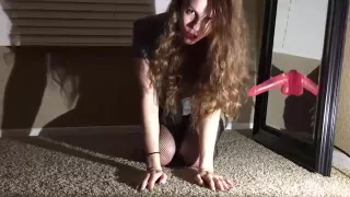 She gets horny and take big dildo