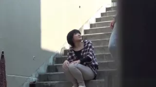 Cute asian teens peeing