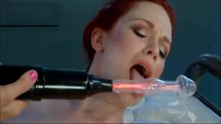 redhead girl tortured with electric dildo