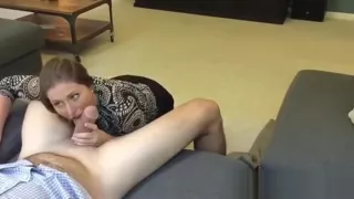 Sexy aunt sucks my hard dick at home