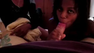 Two Hot Ebony Girls Threesome Blowjob For A White Cock