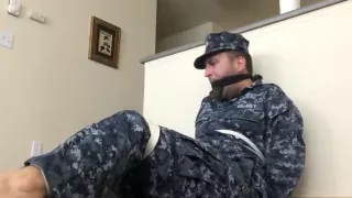 Navy Guy Bound and Gagged with his Socks