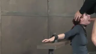 bondage fetish - Redhead bitch gets facefucked