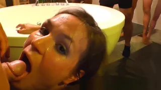 Gandbanged euro ho guzzles cum