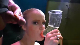 Tat bitch swishes piss