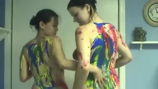 Two babes coloring action
