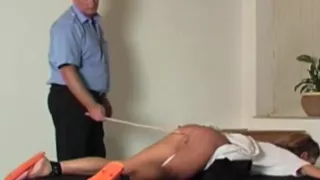 Naughty Blonde Caned Until Raw