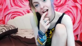 Cute tattooed teen lewd on cam
