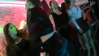 Facialized party slut handing dicks