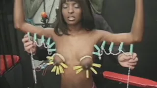 Submissive ebony teen punished by master