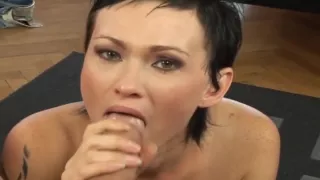 Cute Dark Hair Girl Gives Blow Job And Swallows Cum