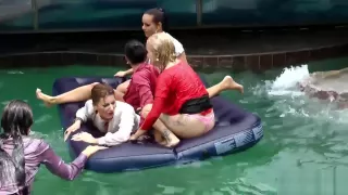 Hot babes get fucked in the fountain