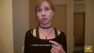 Debt4k. Student has no possibilities to pay for new iPhone so she needs to suck now