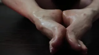 Hot Candle Wax Lotion Foot Rub and Massage of Sexy High Arched Feet