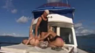 Sharka Blue and Katy Caro 3some Boating