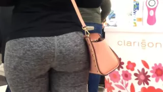 College Teen Tight Jiggly Ass in Grey Spandex