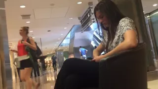 New girl Gina from marketing waits with me for a client