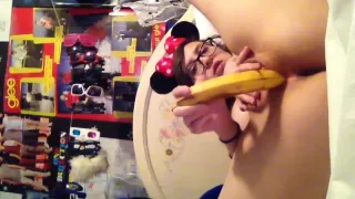 minnie mouse ears girl has fun