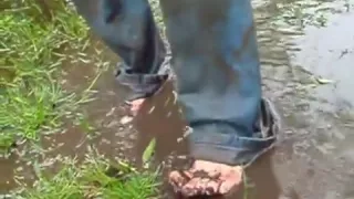 muddy woman feet