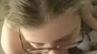 Amateur Student Girlfriend With Glasses Blowjob Sperm Eating