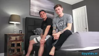 Tattoo gay anal sex with cumshot