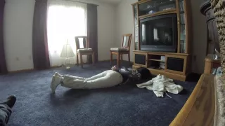 pretty girl tries to escape duct tape
