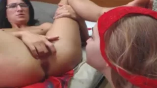 brunette mom blonde step daughter face squirting fail