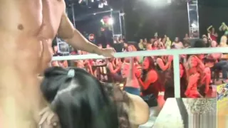 Gorgeous CFNM babes tugging strippers dong