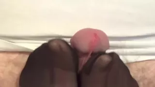 Nylon Footplay With White HighHeels