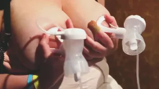 Danish woman (39) milks her huge boobs at a sex convention