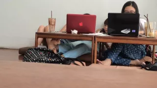 Candid Bare Feet of 2 Japanese Girls and Another Asian Girl