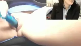 Brunette Almost Caught By Boss Masturbation At Work In Public Office