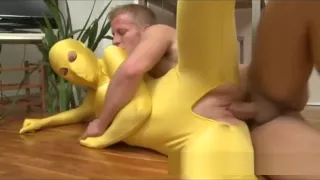 teen gets fucked in full closed spandex suit
