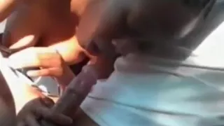 Black amateur teen Melinda deepthroating in car