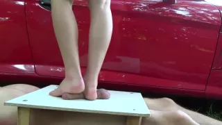 Femdom Very cruel bare feet cock trampling - cbt trample