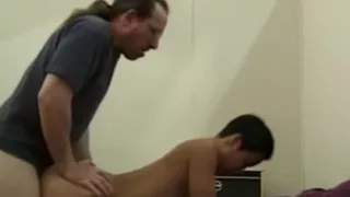 Retro asian riding oldman ontop before cum