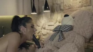 Tall long legs beauty morning sex in kitchen with teddy