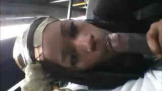 She sucks her boyfriend on the bus, and facial cumshot !