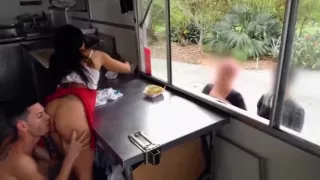 Latina taco-girl got fucked in front of customers