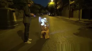 Blonde MILF tied outdoor in a cage