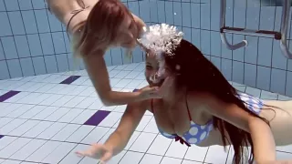 Iva and Paulinka big tits teenis in the pool