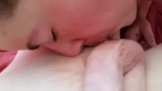 Horny wife gives a spectacular POV blowjob in a tent