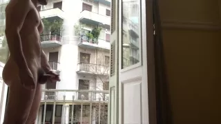 Greek Hotel Room jerking exhibitionism flashing