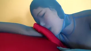 Transparent light blue zentai