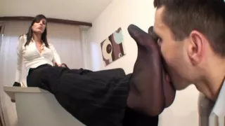 Foot Fetish Office - Goddess Sonia In Stocking 3