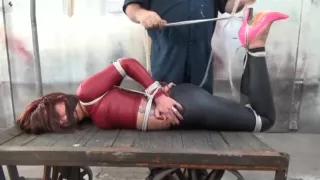 Brutal hogtie for Maria Marley